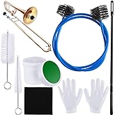 Suclain 7 Pcs Trombone Cleaning Kit, Flexible Trombone Mouthpiece Brush | Mouthpiece Brush, Valve Rod, Slide Grease, White Gloves, Cleaning Cloth, Trumpet Brass Care, Snake Tools for Band Students