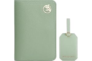 Lychii Passport Holder Cover, PU Leather Travel Wallet Case Organiser for Passport, Business Cards, Credit Cards, Boarding Passes (Green(wallet+tag))