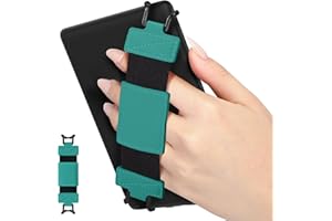 MoKo Soft Hand Strap for 6-8" Kindle eReaders Fire Tablet Kindle/Kobo/Voyaga/Lenovo/Sony Kindle E-Book Tablet, Black High-Elasticity Versatile Hand Strap Lightweight Finger Grip Holder, Jade Green