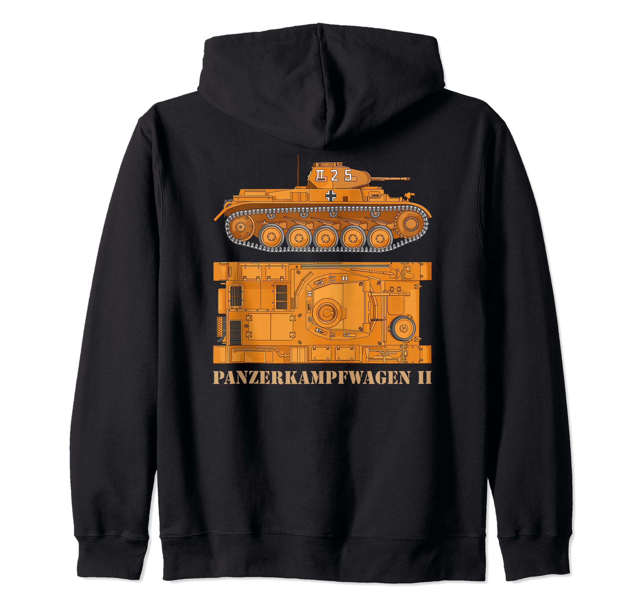 Panzer II 2 German WW2 Panzerkampfwagen II Tank Diagram Zip Hoodie
