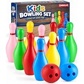 KiddieLoot Bowling Set, 10 Pins &amp; 2 Balls Indoor Outdoor Bowling Game | Colorful Plastic Bowling Set for Boys &amp; Girls, Toddler Educational Active Play Toy, Family Fun, Birthday Gift Ages 3+