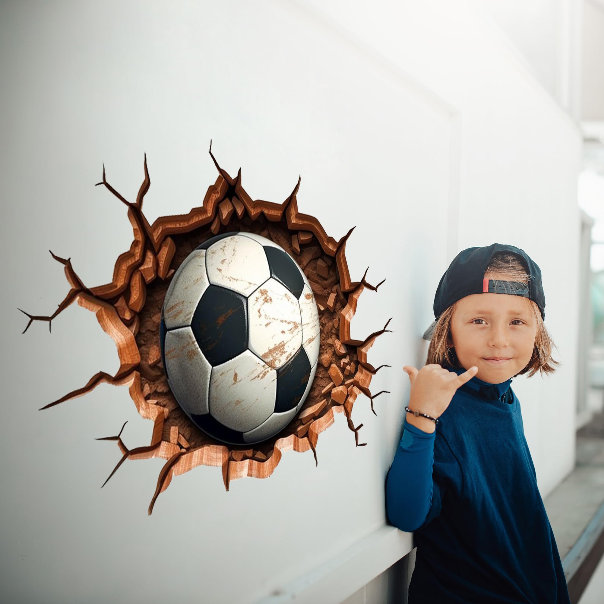 3D Football Wall Stickers by Decords - Premium Soccer Art for Boys, Elevate Your Space With Vinyl Wall Art - 21x15 Inches