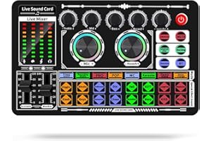 SIBORIE F999 Podcast Equipment for Tiktok and Youtube Vlog,Sound Board with Audio Interface,Live Sound Card with dj Mixer Effects & Voice Changer Audio Mixer