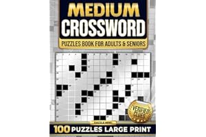 Medium Crossword Puzzle Books for Adults and Seniors 100 Games: Large Print Word Find Puzzles with Verified Clues for Brain Workouts & Relaxation (Perfect Gift for Crossword Lovers)