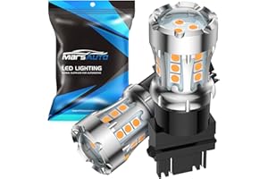 Marsauto LED Turn Signal Light Bulb, 3157 LED Amber For Front/Rear Turn Signal Light Replacement, With Convex-Mirror to Spotlight, Anti Hyper Flash Free Extra Resistor, 6 Year Lifespan LED, 2PCS