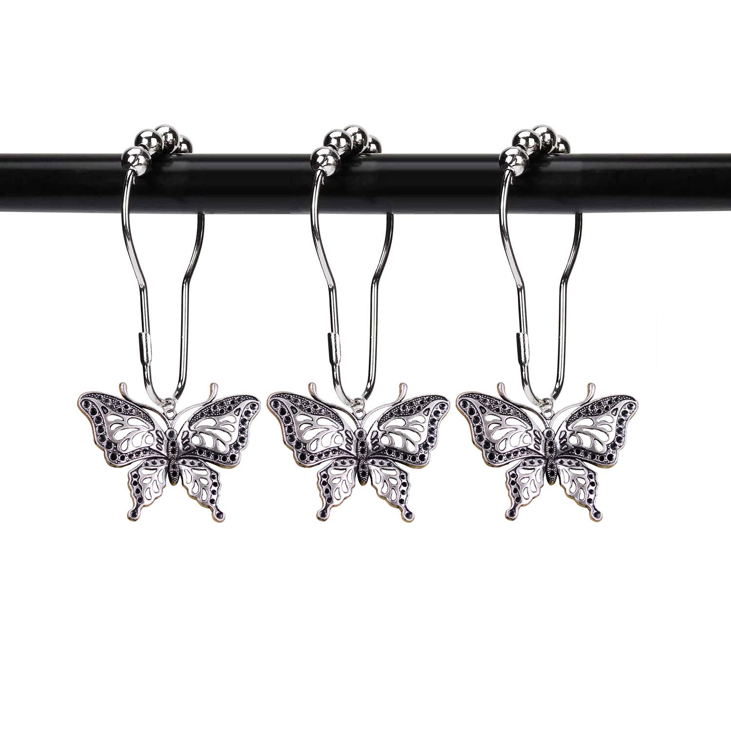 The Lakeside Collection Set Of 12 Butterfly Shower Curtain Hooks
