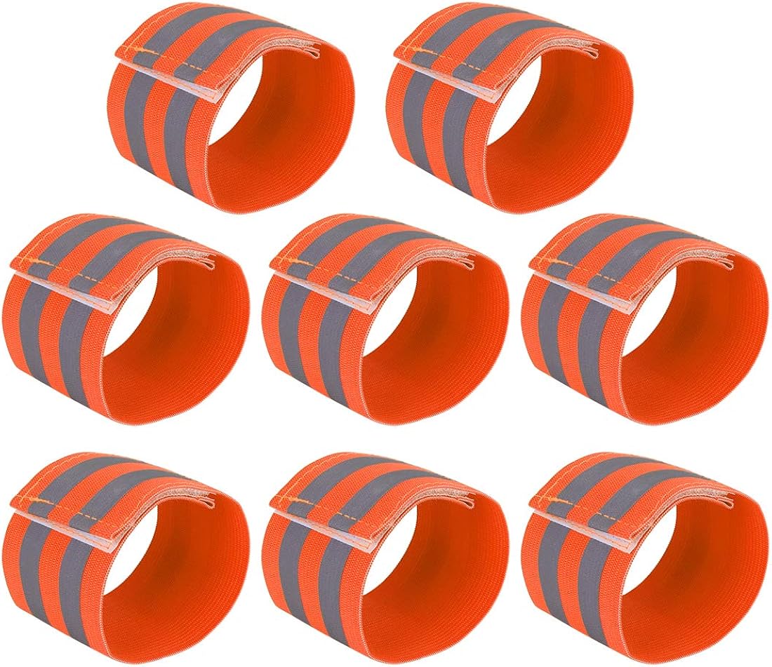 X AUTOHAUX 8Pcs Reflective Bands for Wrist Cycling Reflective Wristbands Orange