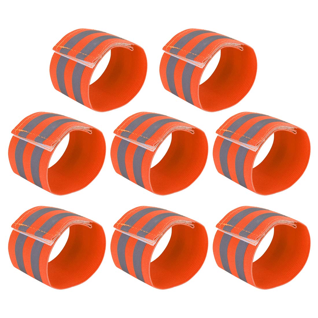 X AUTOHAUX 8Pcs Reflective Bands for Wrist Cycling Reflective Wristbands Orange