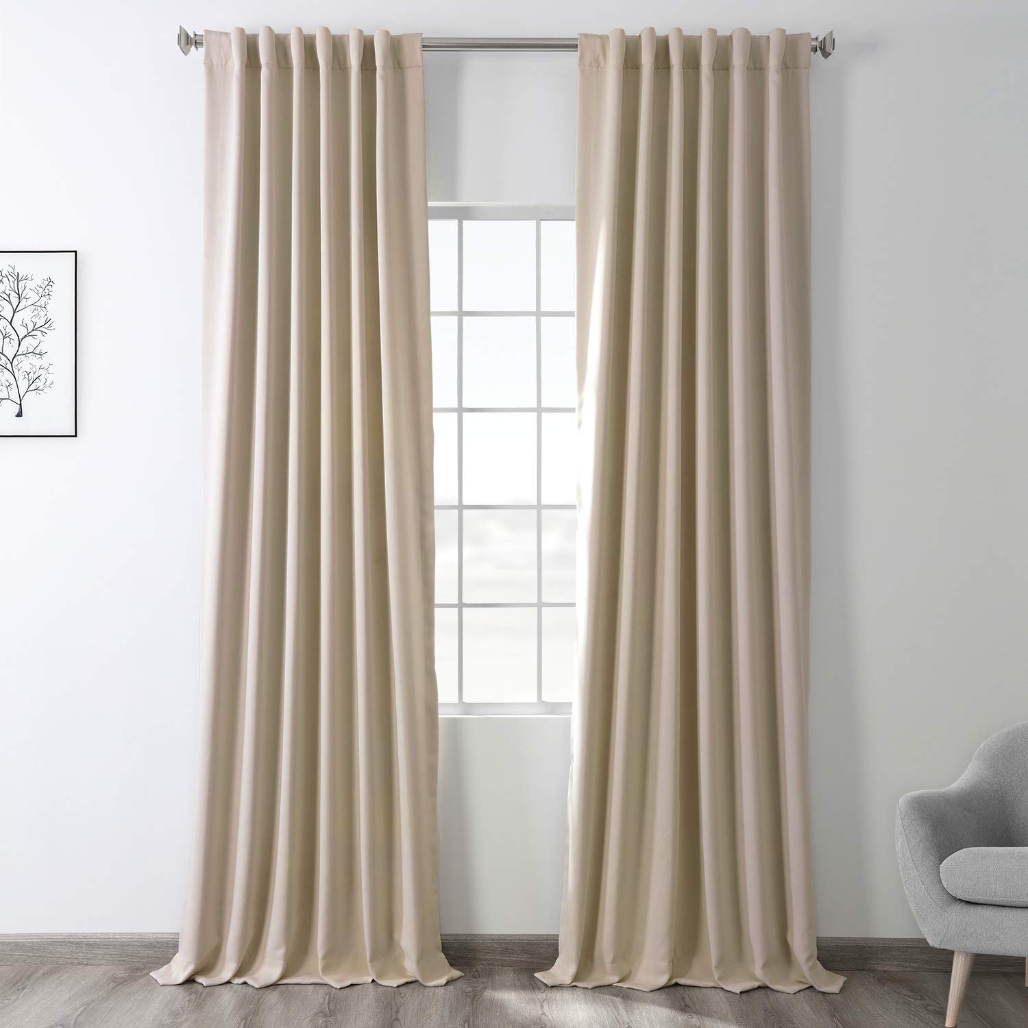HPD Half Price Drapes Room Darkening Curtains 120 Inches Long for Bedroom & Living Room (1 Panel), 50 X 120, Eggnog