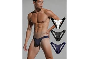 3 Pack Mens Jockstrap Underwear, Low Rise Bikini Briefs, Contour Pouch String Strap Design, Minimal Coverage Brief Underwear