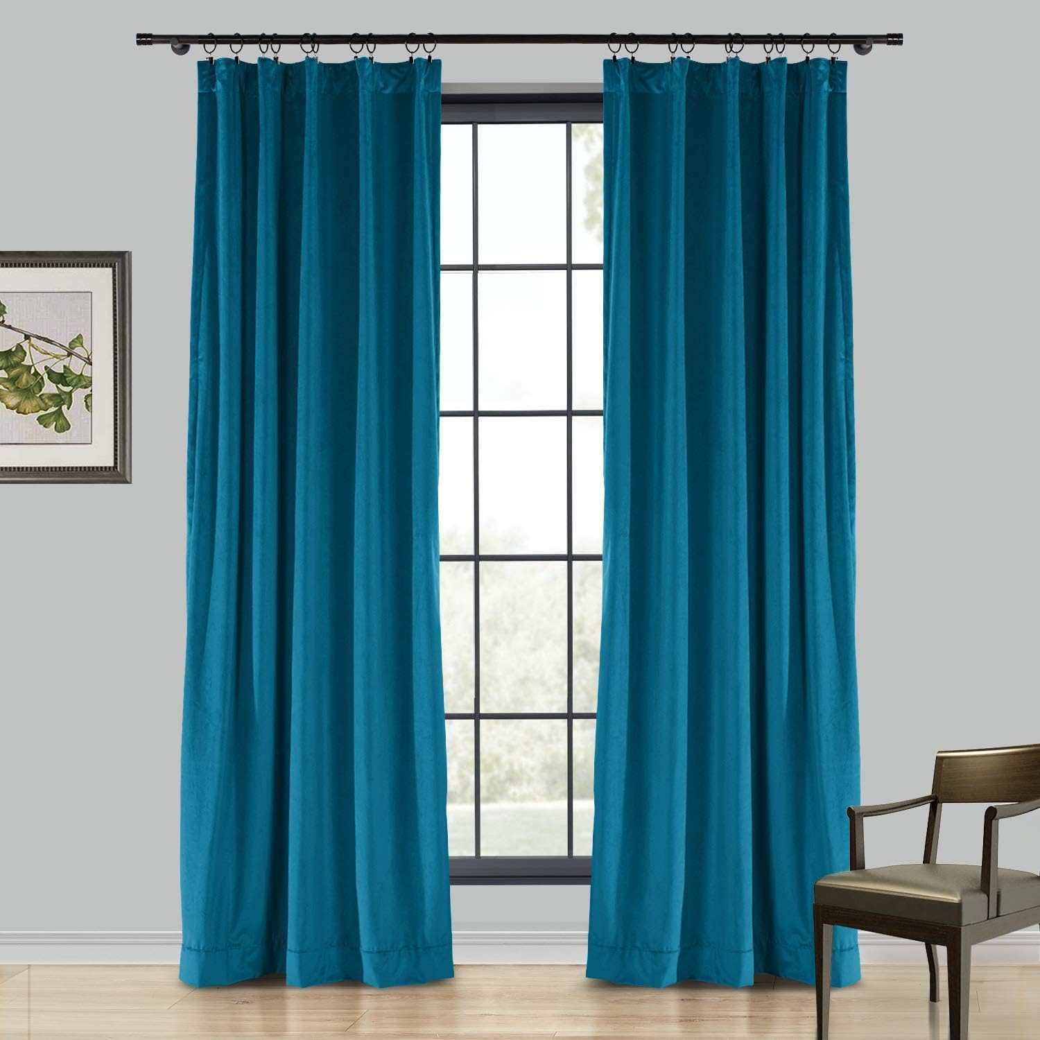 4 in 1 Header Velvet Curtain, 120 Inches Long Solid Room