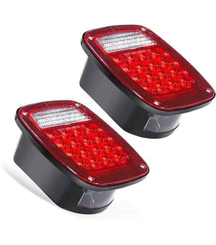 2PCS 39 LED Stop Turn Tail Lights | Red & White | Universal 12V For Jeep Truck Trailer Boat SUV | Backup & License