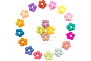 GLACIART ONE Wool Daisy Flower Ornament Craft - 20 pcs | Use as Garland Room Decor for Door or Mantle, Wall Decoration, Tassel Ornament, Party Decoration, Arts & Crafts Supplies | Great as Gifts