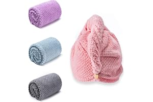 Amrules Hair Towel Wrap, 4 Packs 9.8 x 25.6 Inch Towel Turbans for Wet Hair, Dry Hair Towel, Headbands for Curly and Long Hai