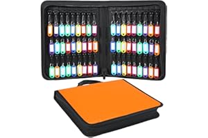 Quctak Portable Key Organizer Case, 54 Key Tags & Hooks Orange Key Holder, Fireproof & Waterproof Key Case with Handle, Key Storage Organizer for Real Estate Sales,Hotel Executives, Car Service