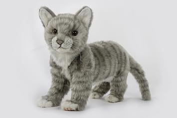 Hansa Standing Grey Tabby Kitten Plush Soft Toy By 7229 31cm