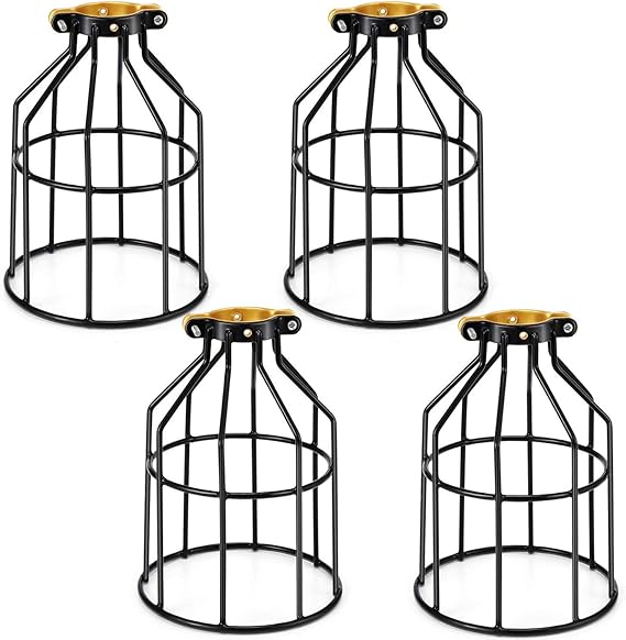 Vintage Cage Metal Lamp Shade, Kohree 4Pack Retro Style Black Metal