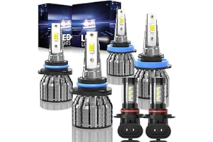 ROADLIT Compatible FOR Ford F150 (Year: 2015-2023) Light Bulbs,9005 High Beam H11 Low Beam and 9145 Fog Light Bulb Set,6500K White Plug-and-Play Super Bright Lights Bulbs - 6 Pack