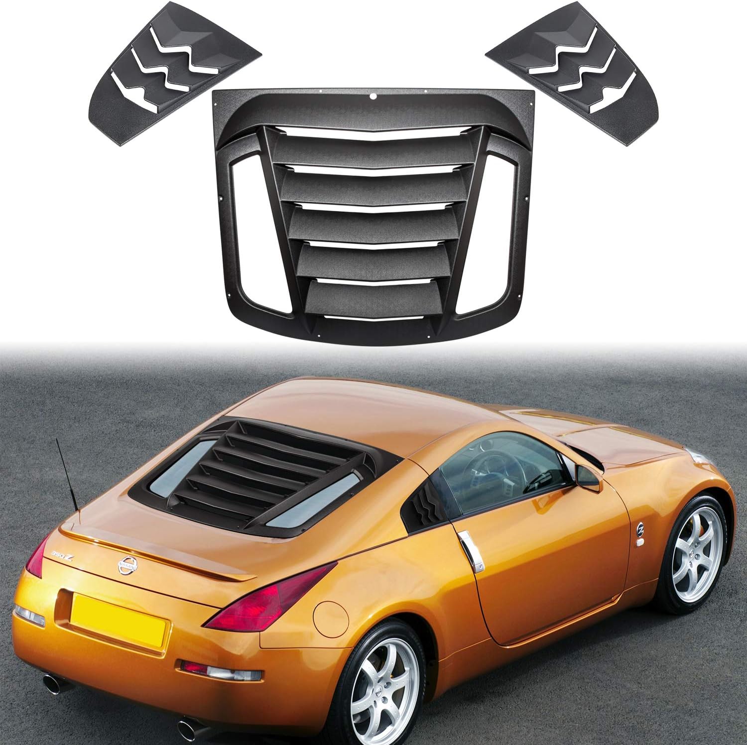 Rear and Side Window Louvers for 20032008 Nissan 350Z Matte Black ABS Window Visor