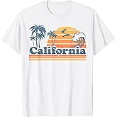 California Vacation Sunset Cute Cali 70s Vintage Retro Beach T-Shirt