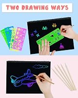 OSLINE Scratch Art Notebook Set for Kids 3-10 Art Craft Toys 2 Books 5 Styluses view 2