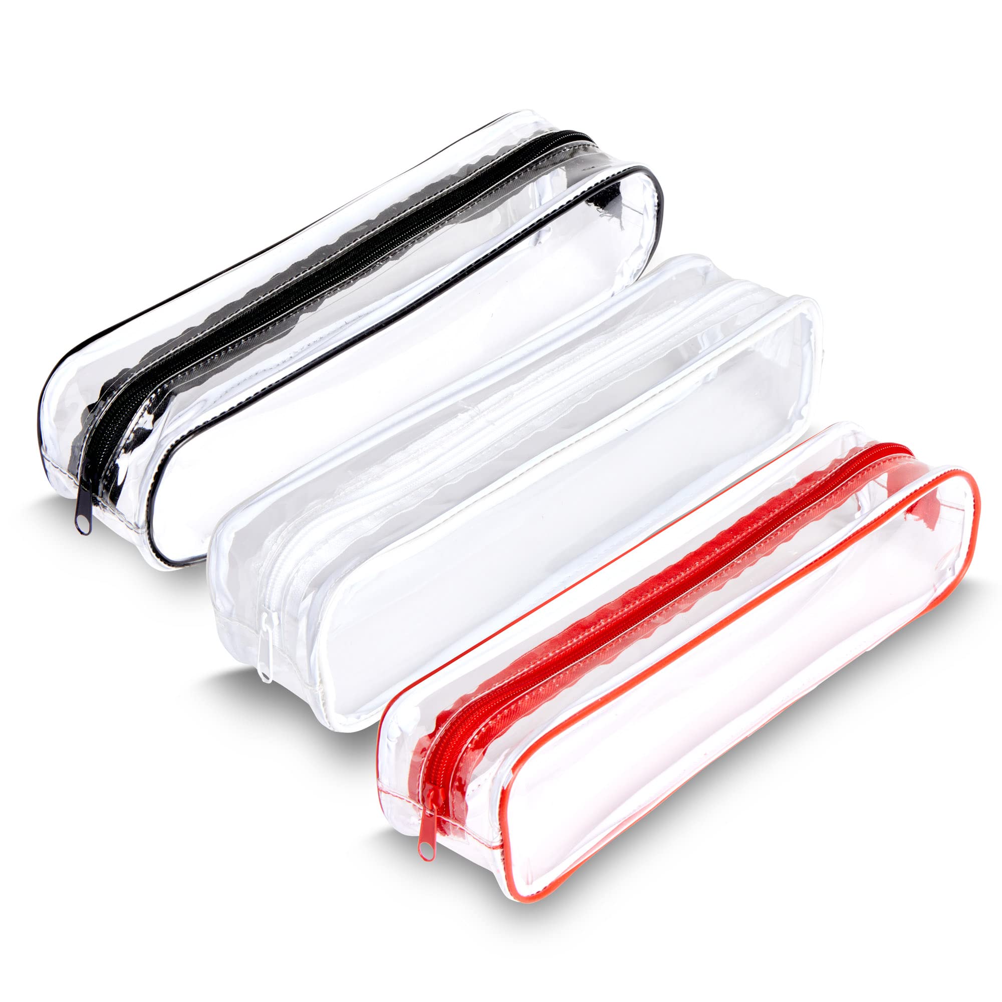 Morgan's Direct - Jumbo Clear Pencil Case – Large Transparent PVC Pencil Case, Exam Approved Cylinder Barrel Design with Zip, Stationery & Travel Storage