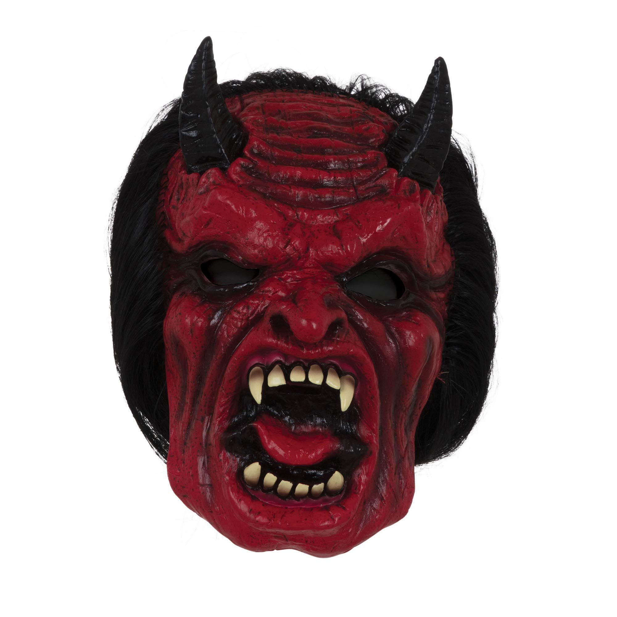 Bristol Novelty BM528 Devil Mask with Hair, Unisex-Adult, Red & Black, One Size