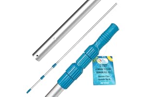 U.S. Pool Supply Telescoping Pole 12-Foot Aluminum Pool Pole Telescopic Cleaning, Adjustable 3 Piece Expandable Step-Up - Secure Locking Cams, Attach Connect Skimmer Net Rake Brush Vacuum Heads Hoses