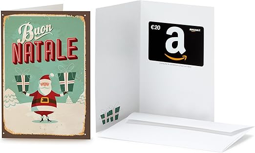 Buon Natale Un Natale Buono.Buono Regalo Amazon It 20 Biglietto D Auguri Babbo Natale Retro Amazon It Buoni Regalo