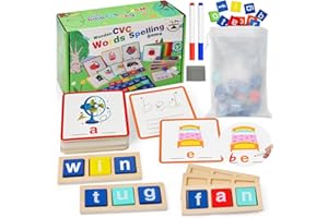 Ojanoot Word Spelling Play Set Wooden CVC Word Spelling, Letters Sorting Spelling Wooden Matching Letters Tool Sight Words Fl