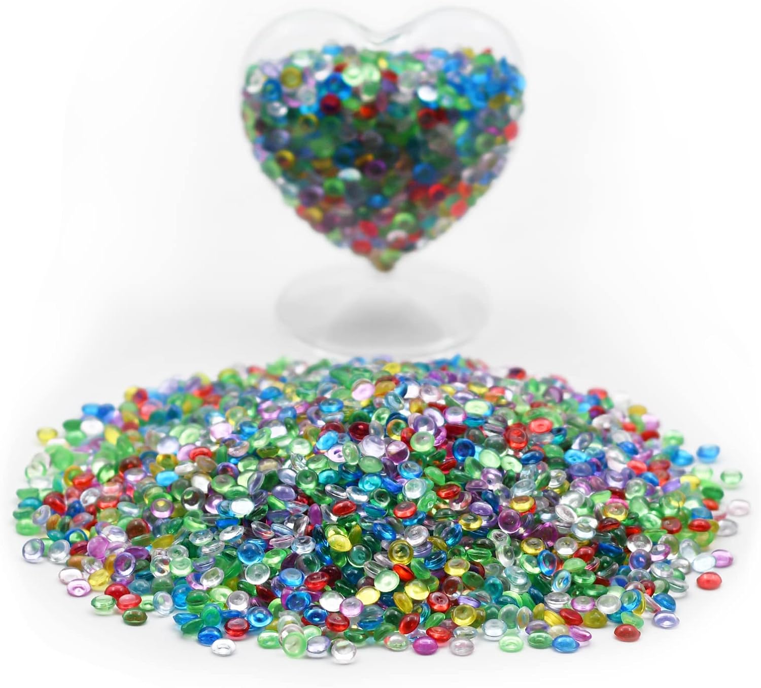 Vase Fillers - Clear Mini Acrylic Flatback Beads 1 Lb Flat Acrylic Marbles for Vase Filler, Mini Fairy Garden Decor, Wedding Party Centerpieces, Table Scatter, Crafting Projects, Nail Art, Makeup Brush (Multi-Color)