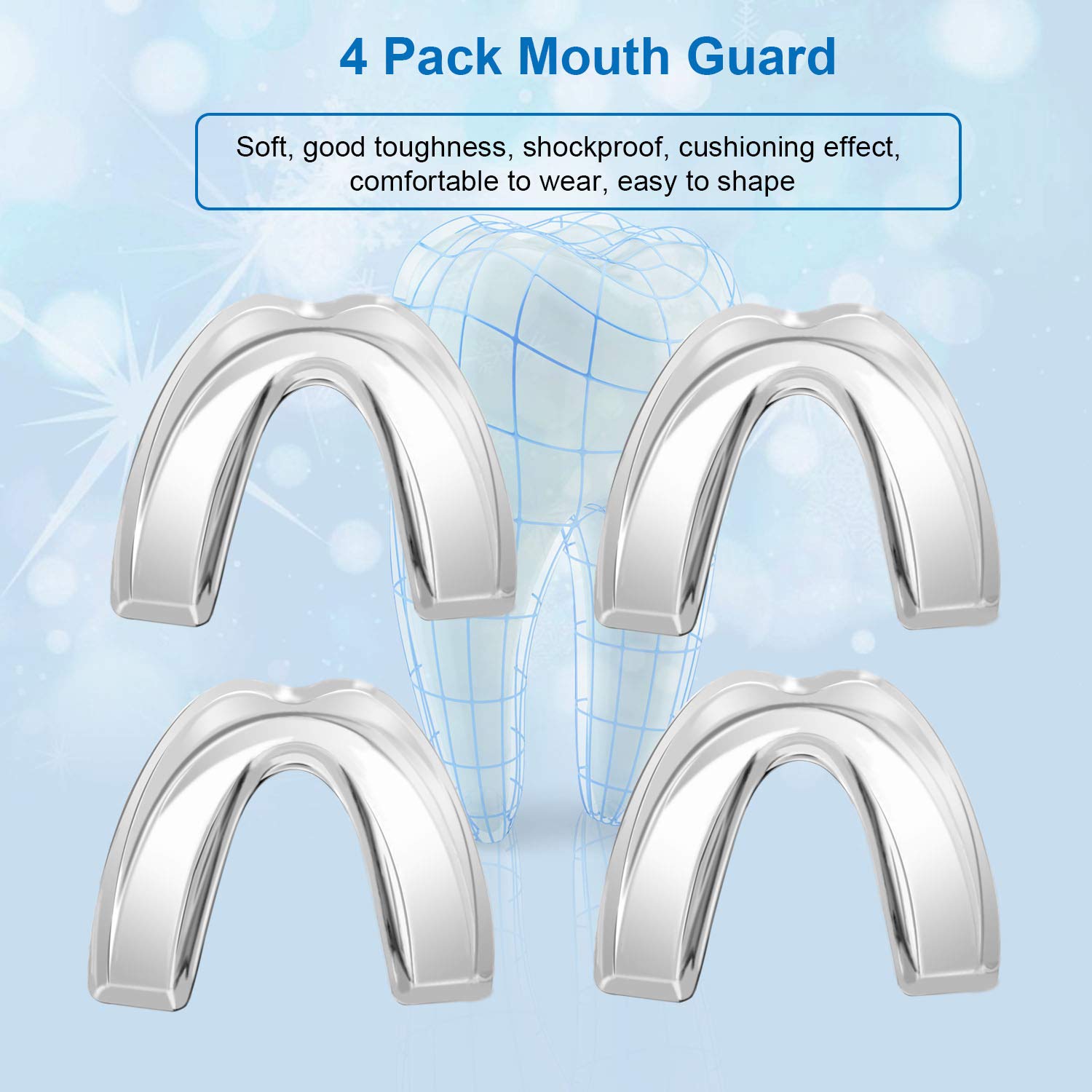 Kids Mouth Guard for Grinding Teeth, Teeth Grinding Mouth Guard for Sleep, Kids Moldable Custom Night Bite Guards, Clenching, Bruxism, Sport Athletic, Whitening Tray (4 Pack) : Beauty