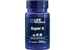 Life Extension Super K, Vitamin K1, Vitamin K2 mk-7, Vitamin K2 mk-4, Heart Health, arterial Health, Calcium Balance, 3-Month Supply, Gluten-Free, 1 Daily, Non-GMO, 90 softgels