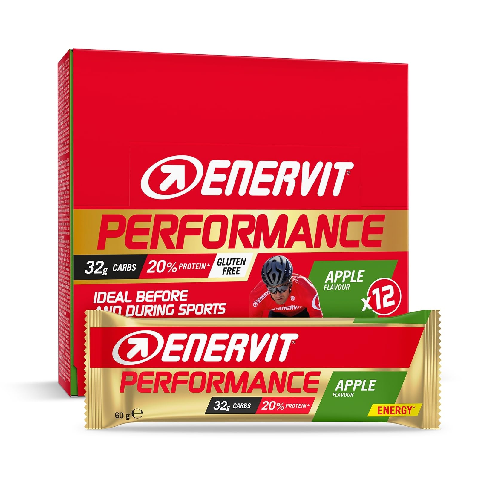 Enervit Performance Energy Bar (Apple, Box of 12 Bars)
