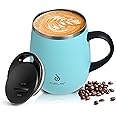 Ideus 16 oz Insulated Coffee Mug with Handle and Lid, Double Wall Stainless Steel Vacuum Thermal Coffee Mug, Travel Coffee Cup Thermal Cup for Home and Office, Sky Blue