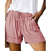 SZSMFZ Womens Elastic Waist Drawstring Shorts Beach Shorts Lightweight Athletic Shorts Comfy Short Pants with Pockets