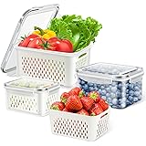 TBMax Fruit Storage Containers for Fridge - 3 Pack Large Produce Saver Containers Fridge Organizers with Airtight Lid & Colan