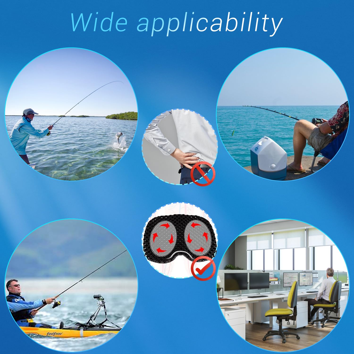 Ouffun Kayak Gel Seat Cushion, Thicken Waterproof Seats Chair Cushions Kayak Seat Pad with Non Slip Cover for Sit in Inflatable Kayak Canoe Kayak Boat Accessories Equipment Gear for Fishing Kayaking