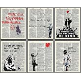 Banksy Wall Art Set - Inspirational Quotes Room Decor - Motivational Graffiti Street Art for Teens Bedroom, Living Room, Dorm - Set of 6-8x10 each Poster Picture Prints Home Decoration