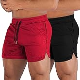 EVERWORTH Men's Athletic Shorts Gym Workout Short Shorts Casual Shorts Running Bodybuilding 5 Inch Inseam Shorts