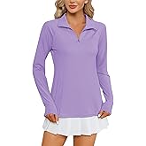LOMON Women Long Sleeve Shirts Sun Protection 1/4 Zip Summer Quick Dry Hiking Shirts Quarter Zip Pullover for Women