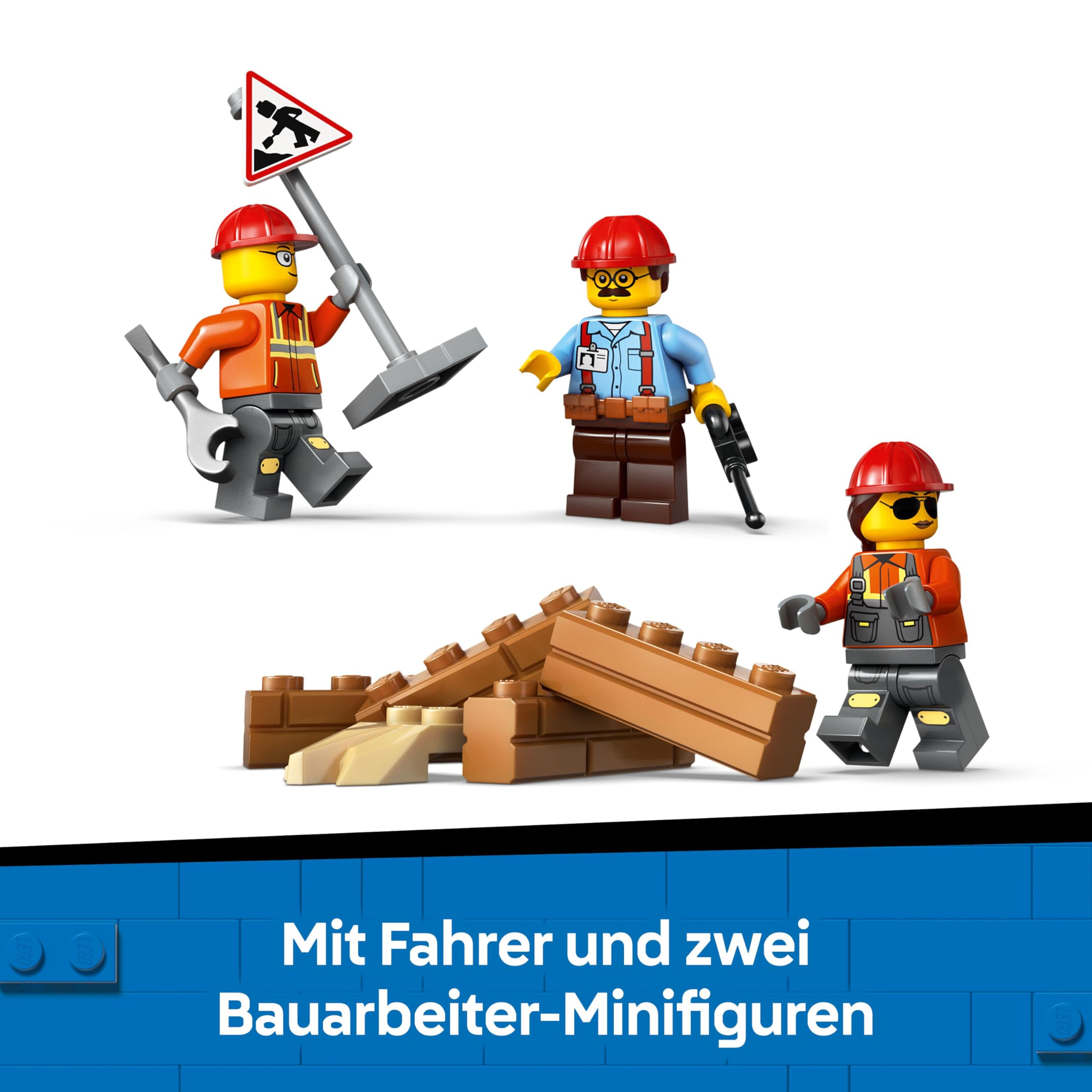 LEGO City Gelber Bulldozer Set – Spielzeugbaustelle, BAU- und Spielset – wirklichkeitsgetreue Baumaschine mit Fahrer und 2 Bauarbeitern – Geschenkidee für Kinder ab 8 Jahren – 60466 6