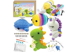 yuzshin Crochet Kit for Beginners, 4 Pack Beginner Crochet Kit for Adults with Step-by-Step Video Tutorials, DIY Crochet Animal Kits Knitting Supplies