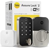 Yale Assure Lock 2 Keypad Deadbolt with Wi-Fi Connect Bridge, Satin Nickel | ANSI/BHMA Grade 2, Auto-Lock with DoorSense, Unlimited codes, Wi-Fi connected brige for extended battery life, YRD410-CB1-619