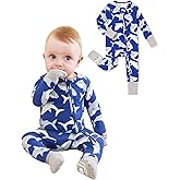 PATPAT Organic Cotton Baby Footie Pajamas with Two-Way Zipper & Fold-Over Mittens, Soft Stretchy Romper for Newborn Boy Girl