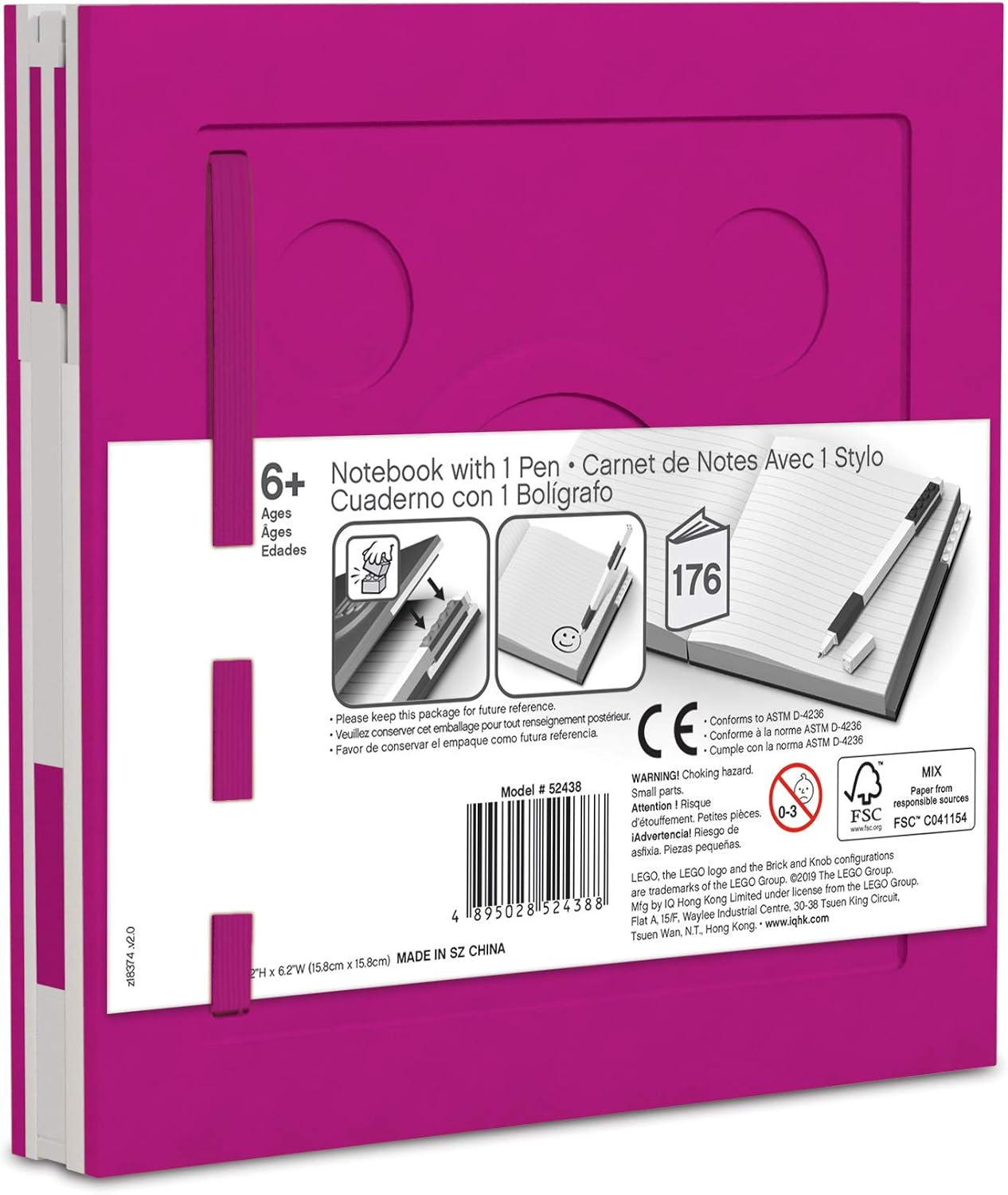 IQ LEGO Stationery Locking Notebook with Gel Pen - Violet, Medium - Image 4