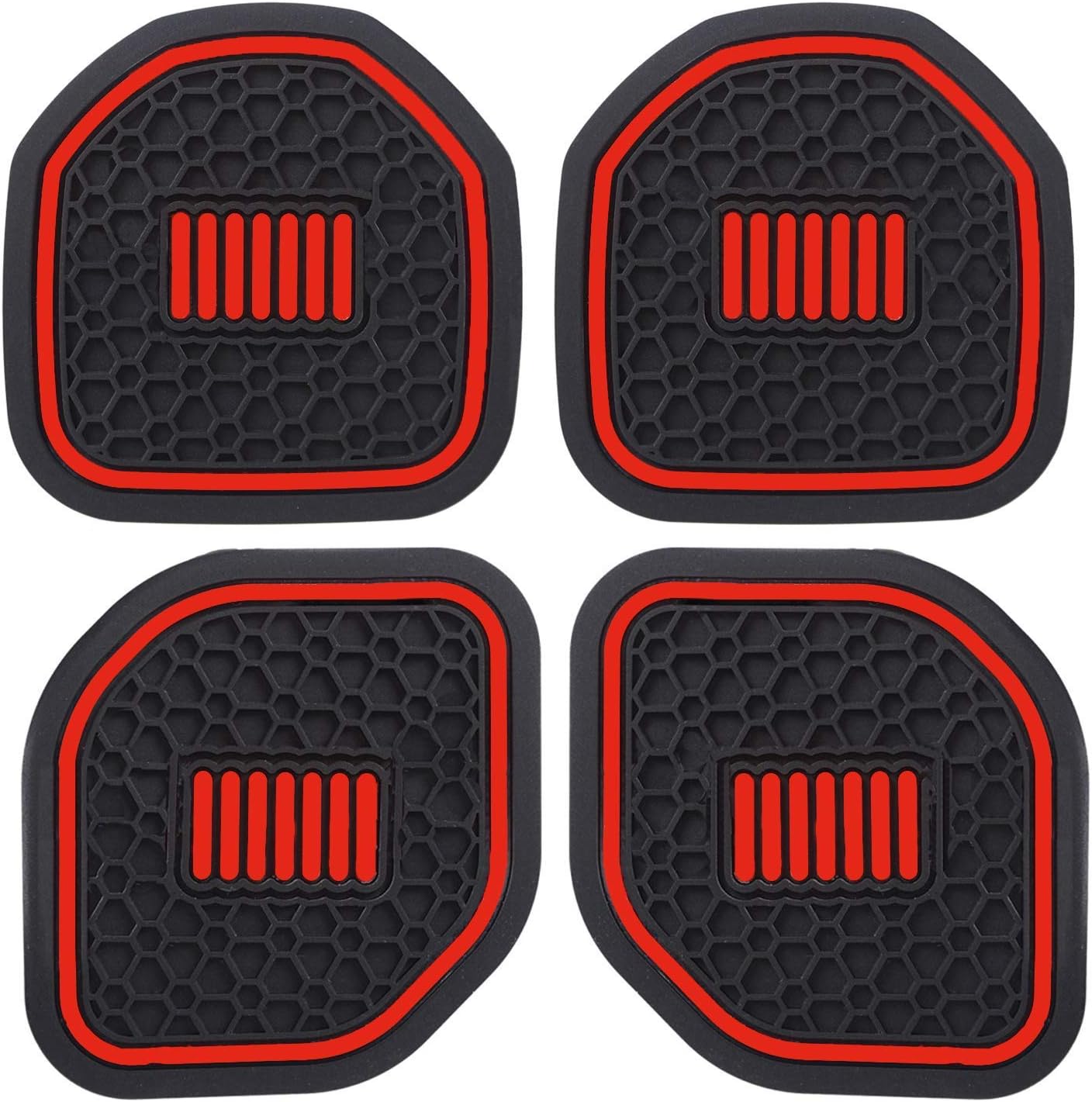 LZTQ Thicken Latex Car Water Cup Holder Mats Coaster Inserts 4PCS Red for 2018 2019 Jeep Wrangler JL JLU Sports Rubicon 2020 Gladiator JT Interior Parts Accessories