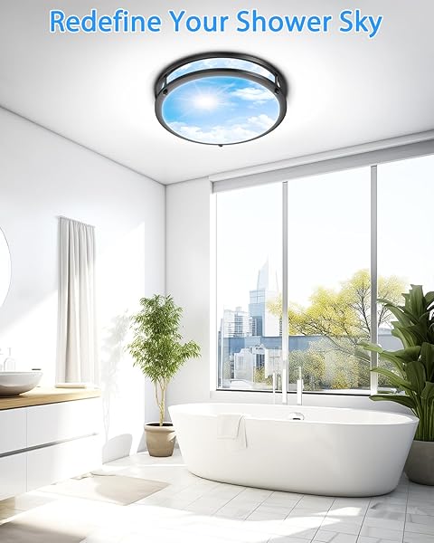 OYKYOHEI 2 PACK 24W LED CEILING LIGHTS FOR OFFICE HALLWAY BEDROOM, 12 INCH DIMMABLE FLUSH MOUNT LED CEILING LIGHT FIXTURE, 6500K/5000K/4000K/3500K/3000K ADJUSTED MODERN LAMPS (CLOUD BLUE SKY COVER)