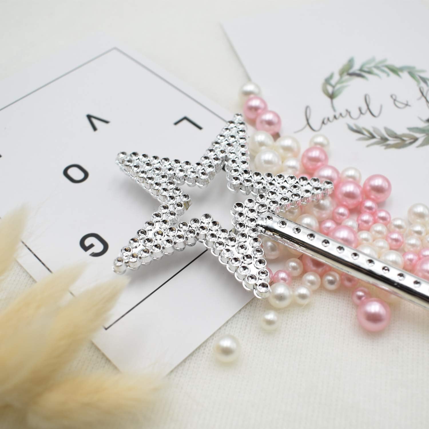 AnFun Star Wand,13 Inches Silver Fairy Princess Angel Wand (Silver): Clothing