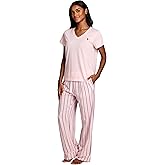 U.S. Polo Assn. Women's Pajama Set, Knit Tee, Woven Pants Valentines Gifts for Her